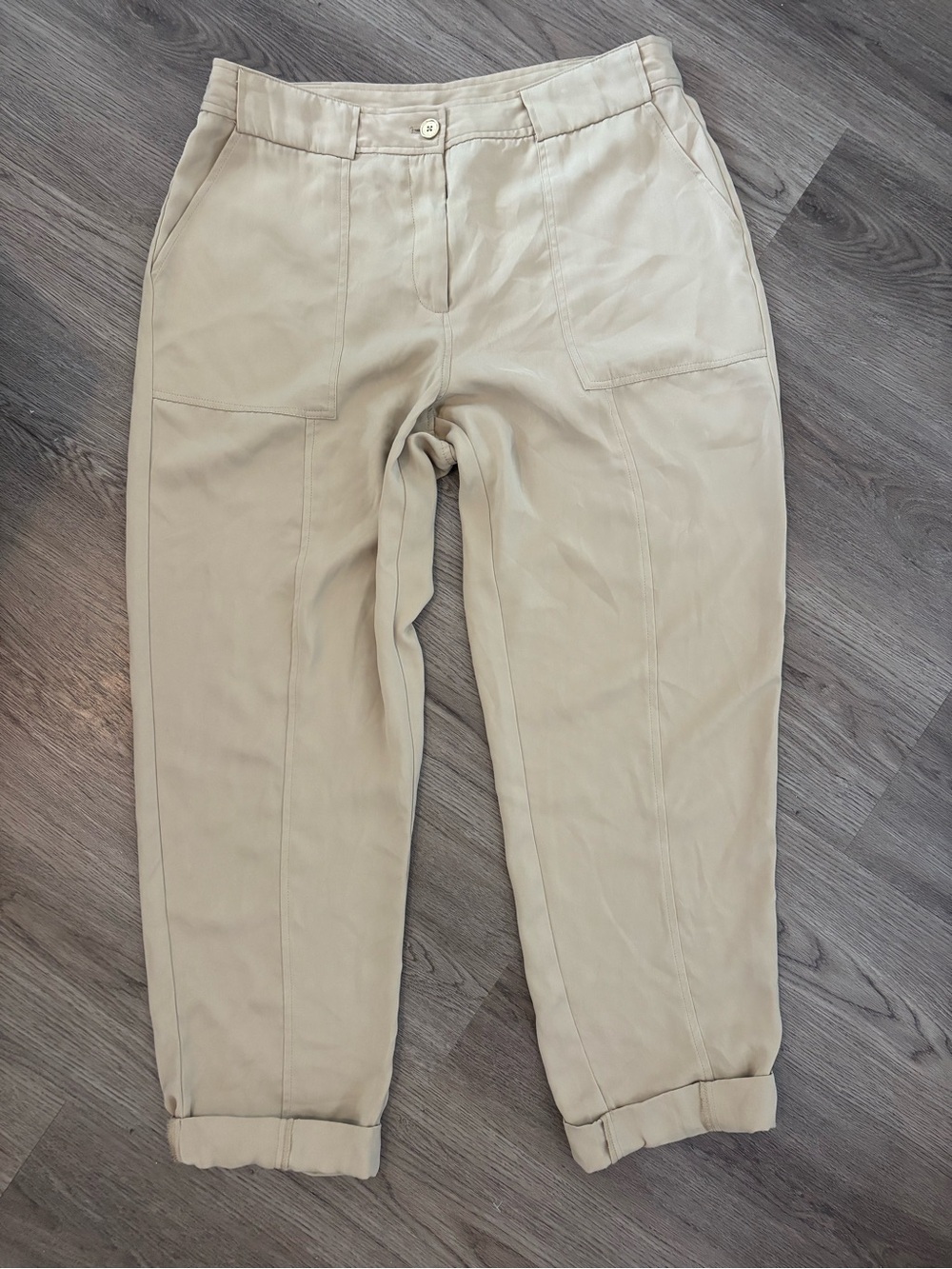 Michael Kors Beige High Rise Utility Hemmed Cuff Ankle Pants